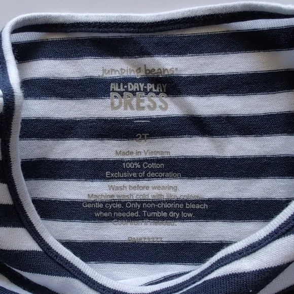 2T Toddler Girl Dress, Jumping Beans Navy & White Striped - Picture 4 of 5